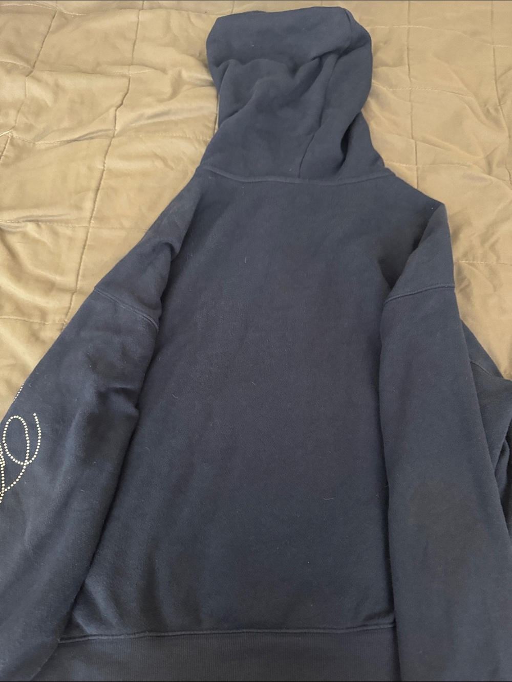 Pink oversized Navy Zip-Up Hoodie - Picture 2 of 3